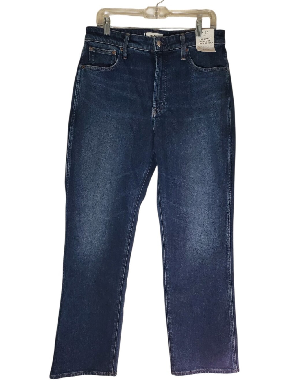 Madewell Curvy Longline High Rise Straight Jean Midnight Waters Wash Casual 32" - Picture 3 of 12